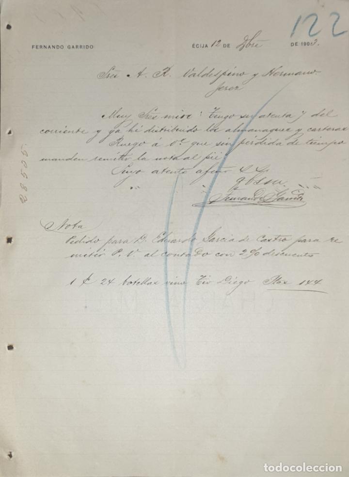 Commercial Letters: Carta comercial. Fernando Garrido. &Eacute;cija. Espa&ntilde;a 1903