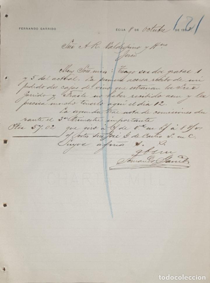 Commercial Letters: Carta comercial. Fernando Garrido. &Eacute;cija. Espa&ntilde;a 1903