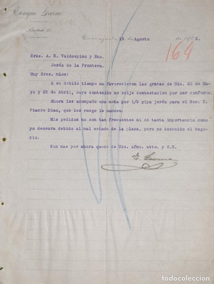 Commercial Letters: Carta comercial. Enrique Gverne. Guanajuato. M&eacute;xico 1902