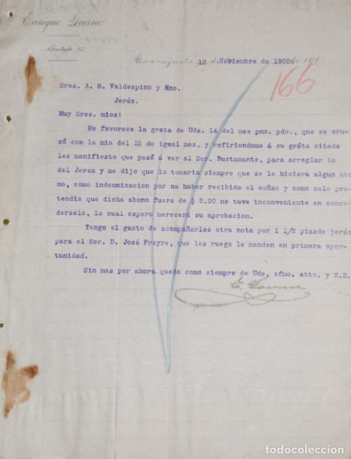 Commercial Letters: Carta comercial. Enrique Gverne. Guanajuato. M&eacute;xico 1902