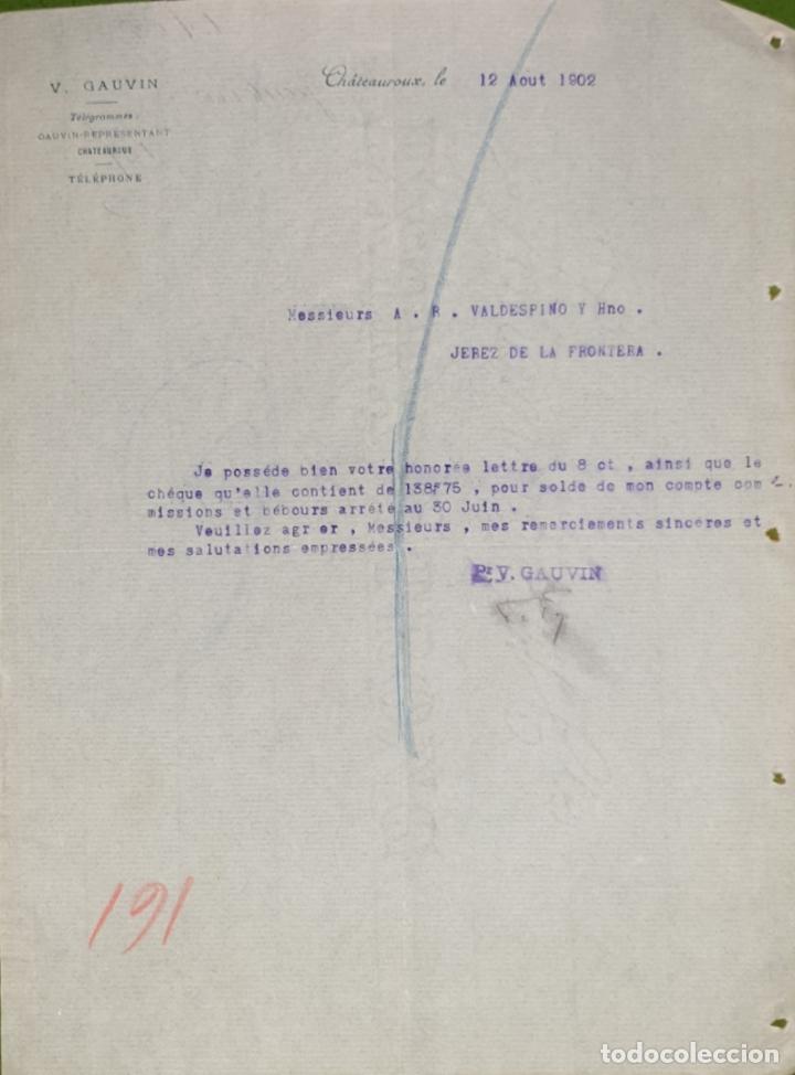 Commercial Letters: Carta comercial. V. Gauvin. Ch&aacute;teauroux. Francia 1902