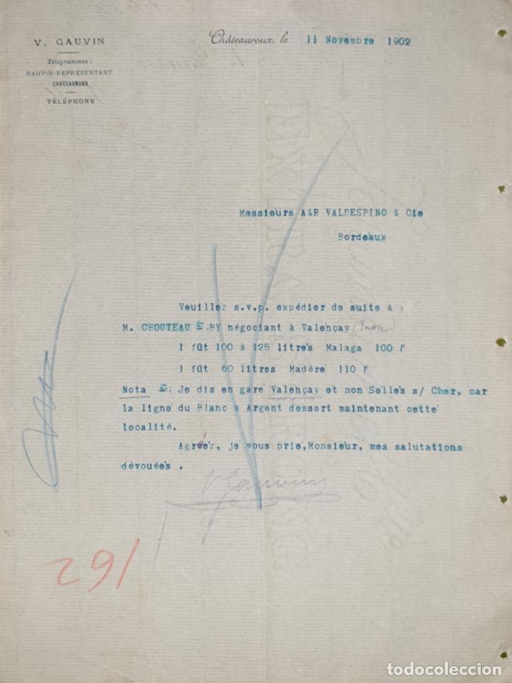 Commercial Letters: Carta comercial. V. Gauvin. Ch&aacute;teauroux. Francia 1902