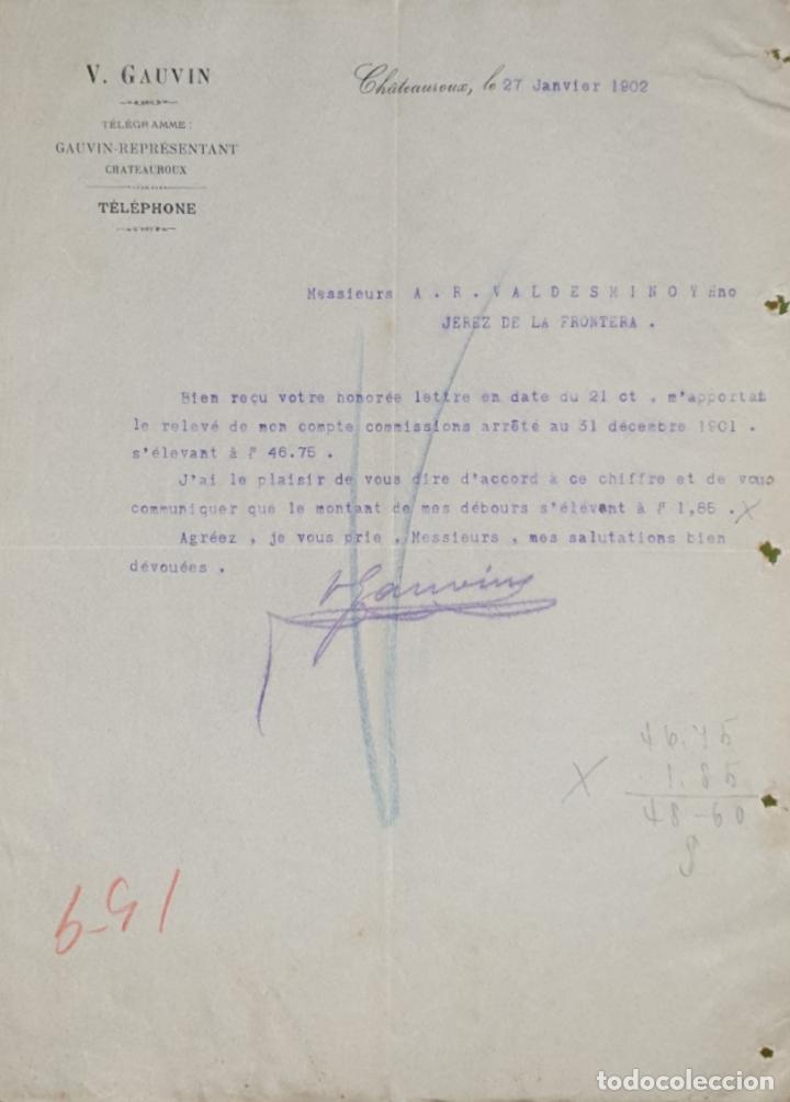 Commercial Letters: Carta comercial. V. Gauvin. Ch&aacute;teauroux. Francia 1902