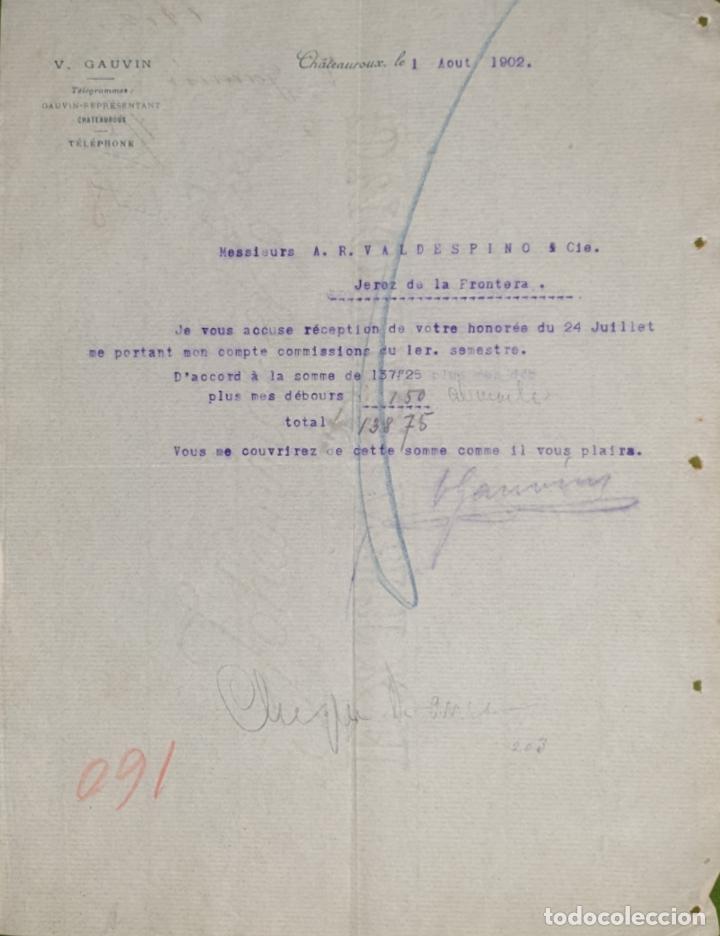 Commercial Letters: Carta comercial. V. Gauvin. Ch&aacute;teauroux. Francia 1902