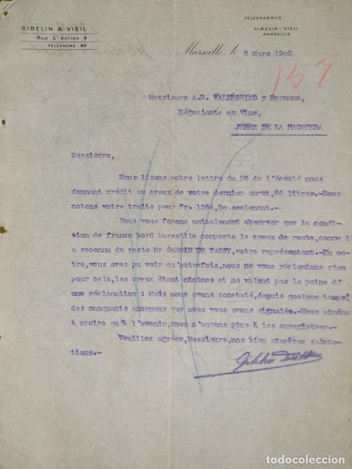 Commercial Letters: Carta comercial. Gibelin & Vieil. Maseille. Francia 1902