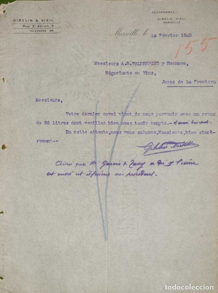 Commercial Letters: Carta comercial. Gibelin & Vieil. Maseille. Francia 1902
