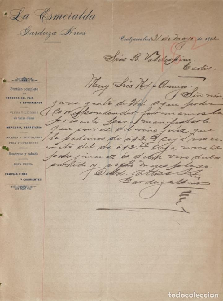 Commercial Letters: Carta comercial. Garduza Hermanos. La Esmeralda. Coatzacoalcos. M&eacute;xico 1902