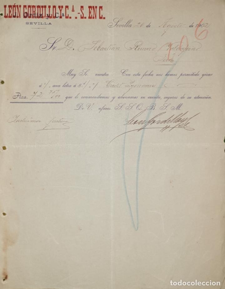 Commercial Letters: Carta comercial. Le&oacute;n Gordillo y C&ordf; S. en C. Sevilla. Espa&ntilde;a 1902
