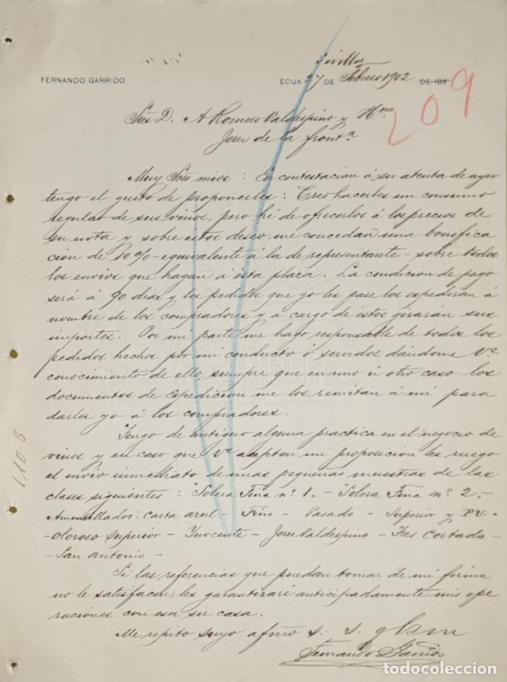 Commercial Letters: Carta comercial. Fernando Garrido. &Eacute;cija. Espa&ntilde;a 1902
