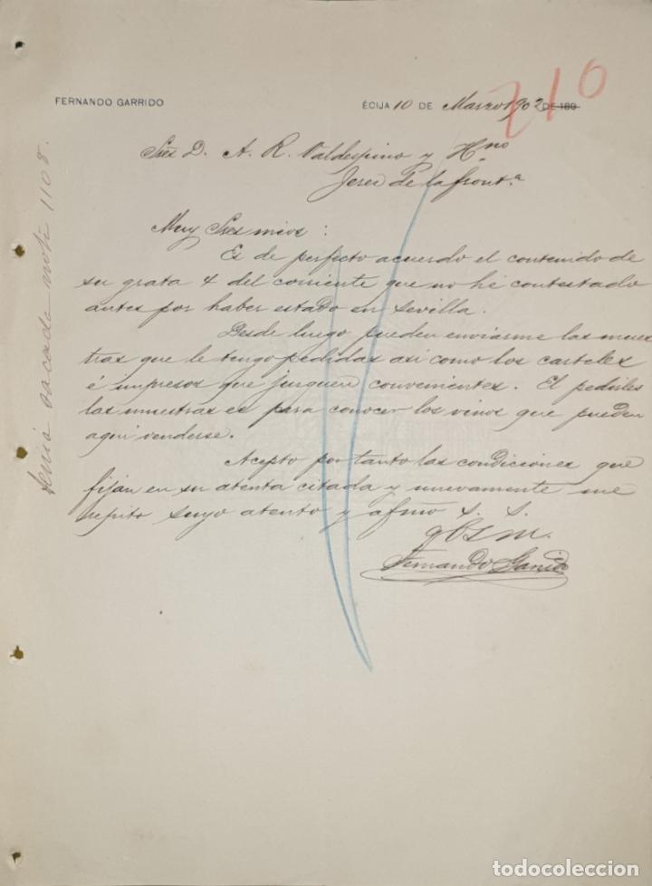 Commercial Letters: Carta comercial. Fernando Garrido. &Eacute;cija. Espa&ntilde;a 1902