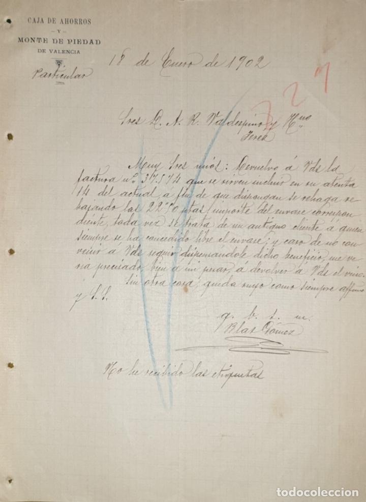 Commercial Letters: Carta comercial. Caja de ahorros y Monte de Piedad de Valencia. Espa&ntilde;a 1902