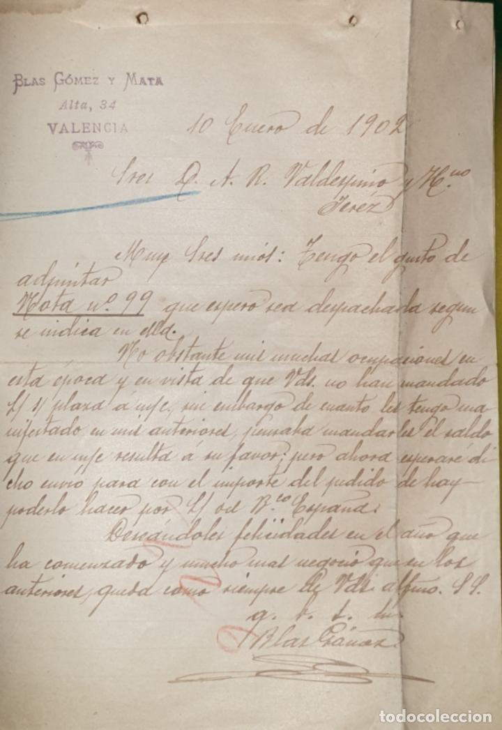 Commercial Letters: Carta comercial. Blas G&oacute;mez y Mata. Valencia. Espa&ntilde;a 1902