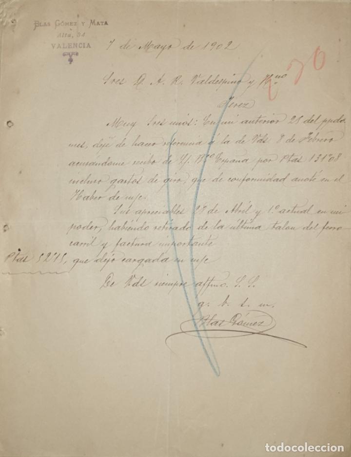 Commercial Letters: Carta comercial. Blas G&oacute;mez y Mata. Valencia. Espa&ntilde;a 1902