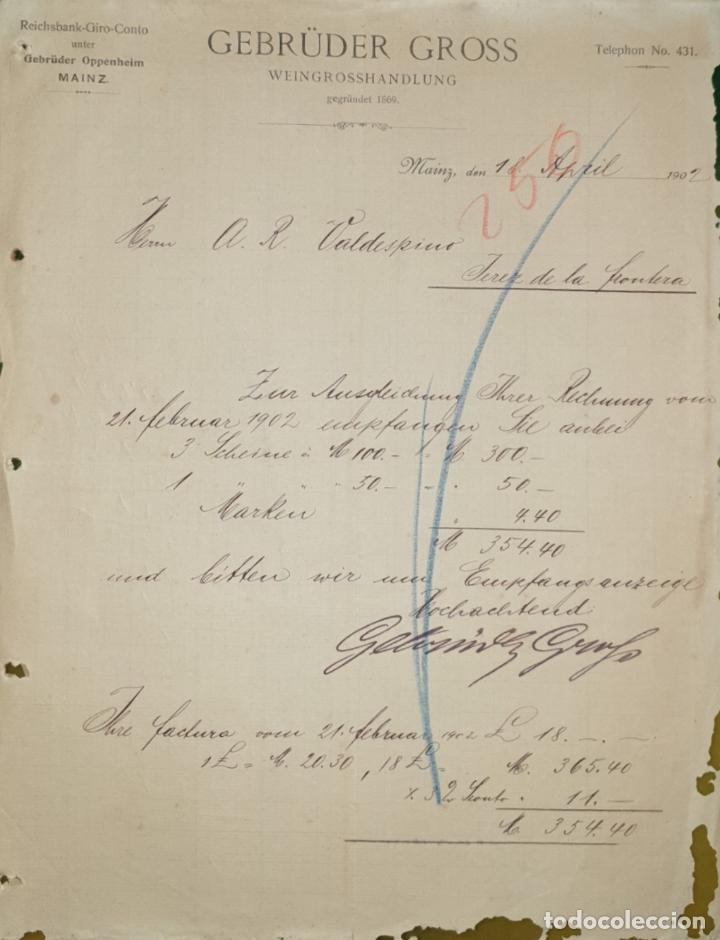 Commercial Letters: Carta comercial. Gebr&uuml;der Gross. Mainz. Alemania 1902