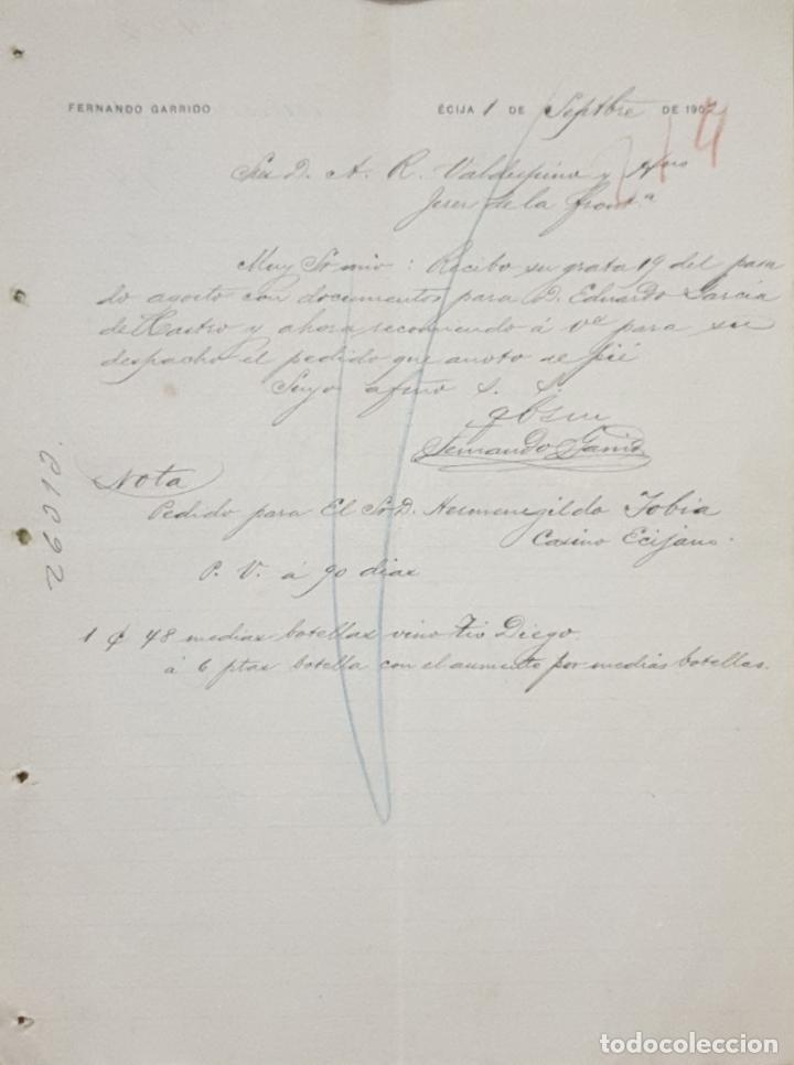 Commercial Letters: Carta comercial. Fernando Garrido. &Eacute;cija. Espa&ntilde;a 1902