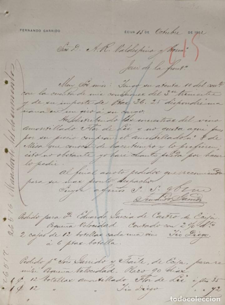 Commercial Letters: Carta comercial. Fernando Garrido. &Eacute;cija. Espa&ntilde;a 1902