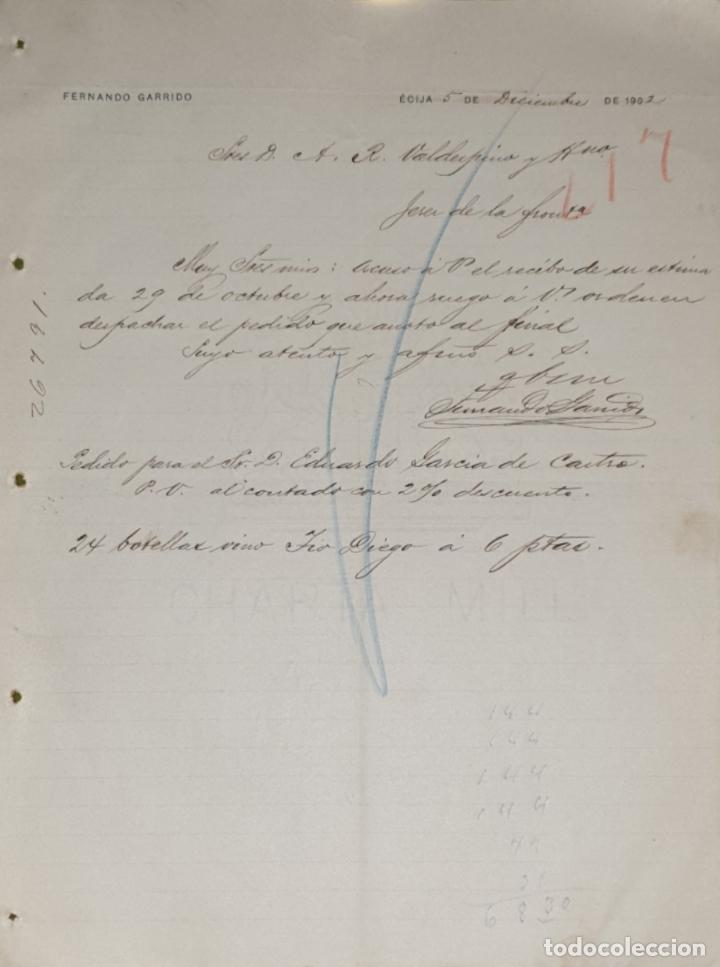 Commercial Letters: Carta comercial. Fernando Garrido. &Eacute;cija. Espa&ntilde;a 1902