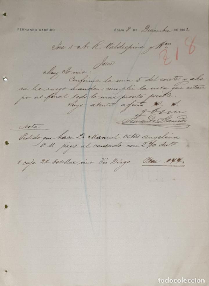 Commercial Letters: Carta comercial. Fernando Garrido. &Eacute;cija. Espa&ntilde;a 1902