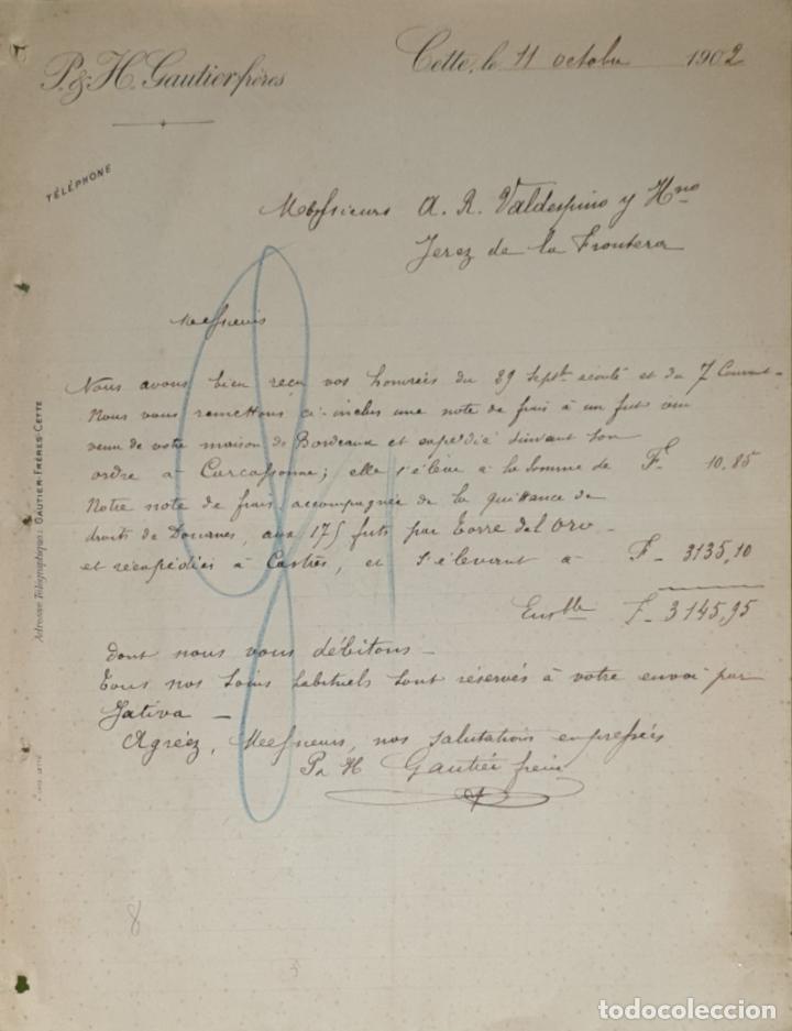 Commercial Letters: Carta comercial. P. & H. Gautierfr&eacute;res. Cette. Francia 1902