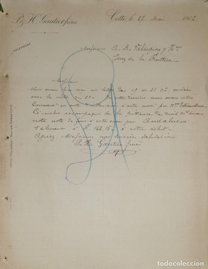 Commercial Letters: Carta comercial. P. & H. Gautierfr&eacute;res. Cette. Francia 1902