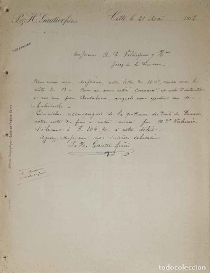 Commercial Letters: Carta comercial. P. & H. Gautierfr&eacute;res. Cette. Francia 1902