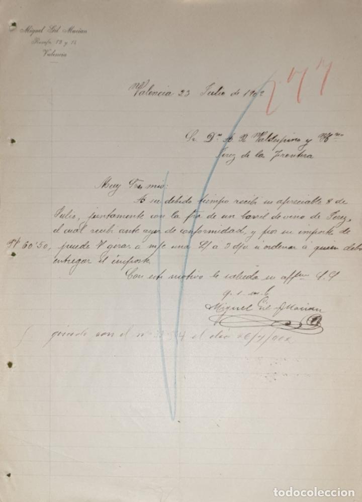 Commercial Letters: Carta comercial. Miguel Gil Macian. VAlencia. Espa&ntilde;a 1902