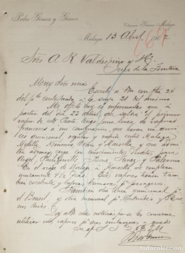 Commercial Letters: Carta comercial. Pedro G&oacute;mez y G&oacute;mez. M&aacute;laga. Espa&ntilde;a 1902