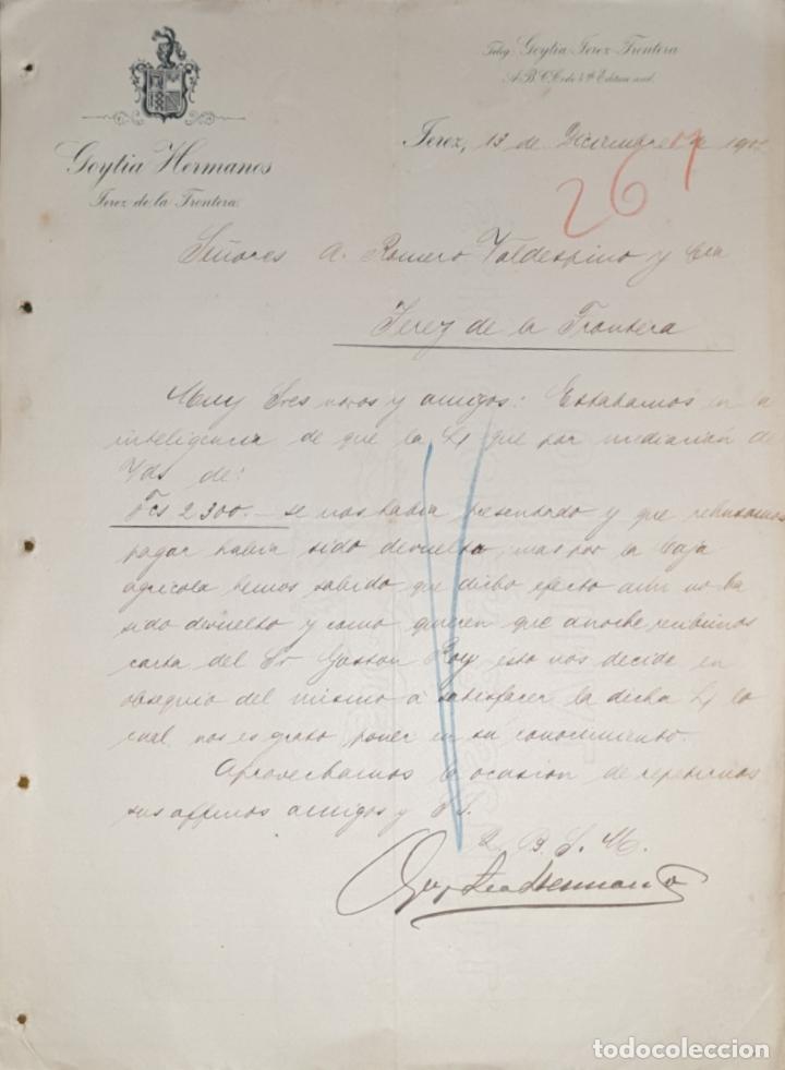 Commercial Letters: Carta comercial. Goytia Hermanos. Jerez de la Frontera. Espa&ntilde;a 1902