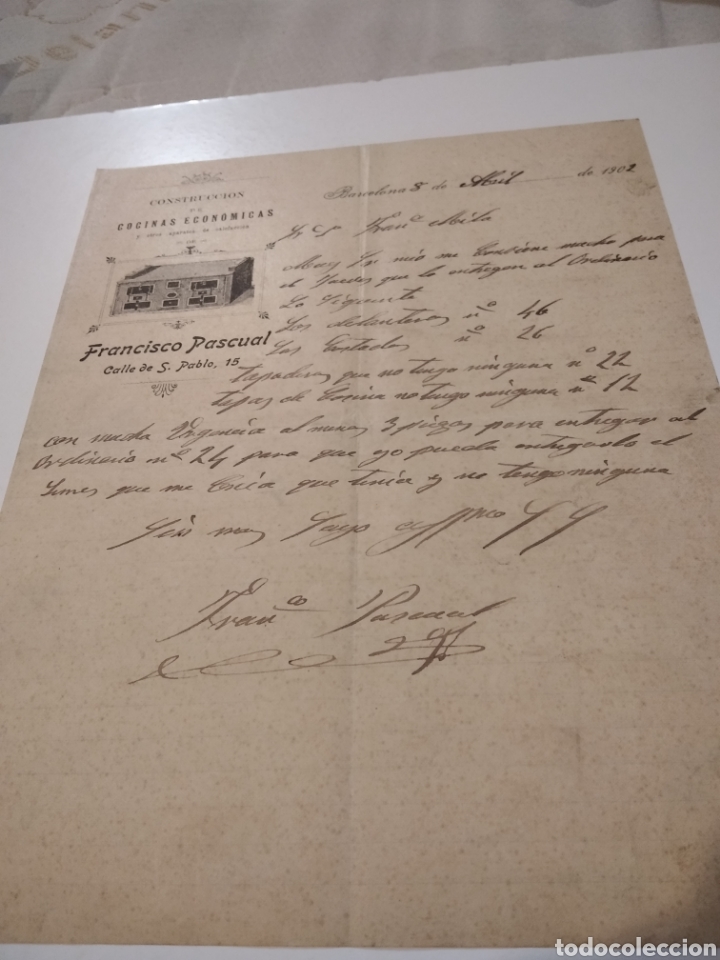 Commercial Letters: Carta Comercial construcci&oacute;n de cocinas econ&oacute;micas Francisco Pascual 1902