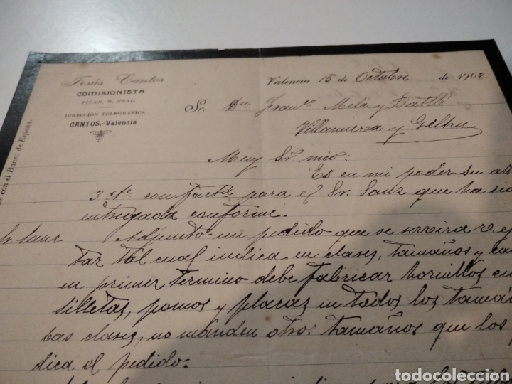 Cartas comerciales: Jes&uacute;s Cantos comisionista Valencia 1902 - Foto 2
