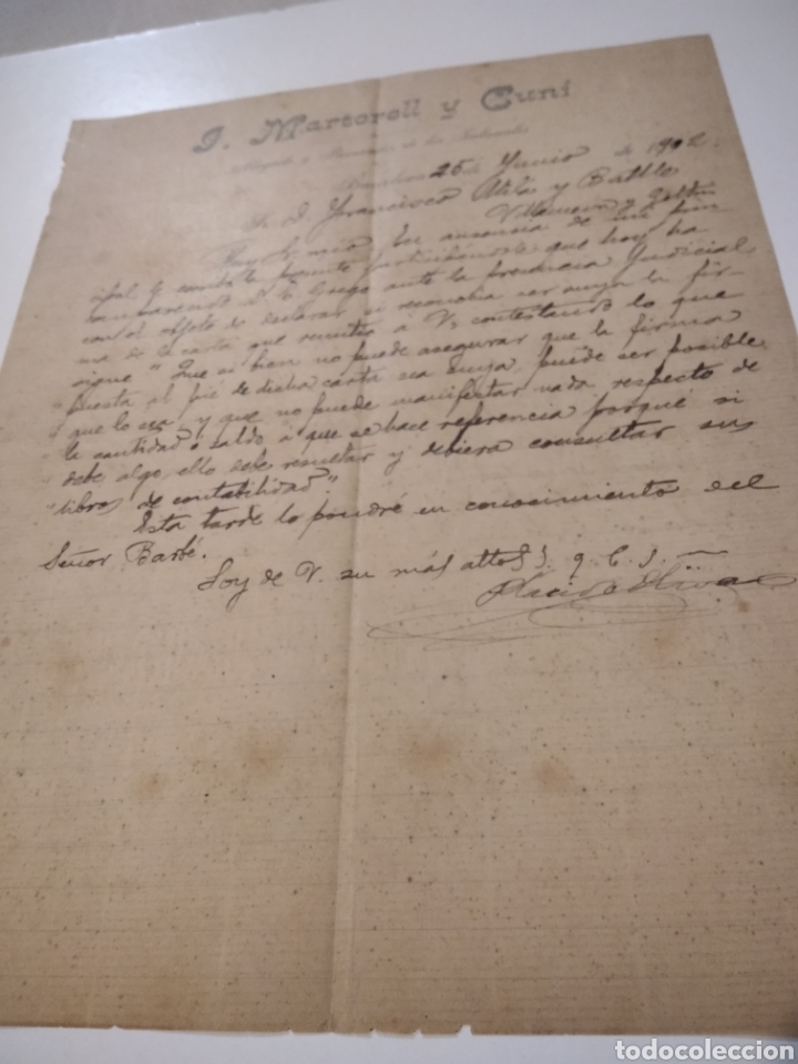 Commercial Letters: Jos&eacute;. Martorell y Cuni abogado y procurador de los tribunales Barcelona 1902