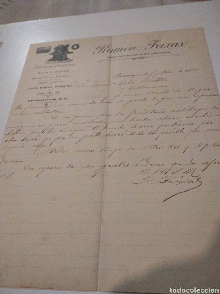 Cartas comerciales: Ram&oacute;n Feixas representante de casas del pa&iacute;s y extranjeras 1902