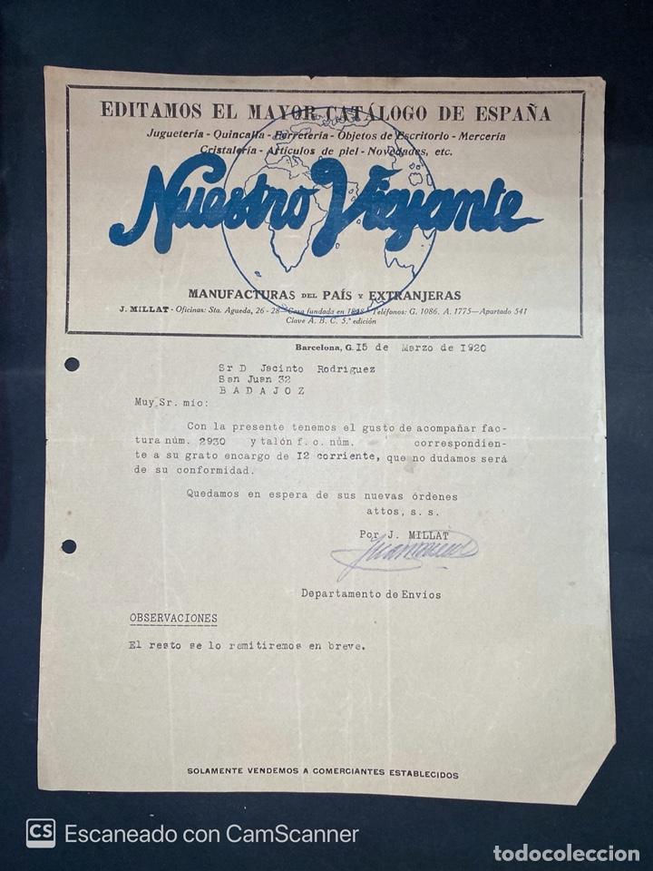 Commercial Letters: CIRCULAR. NUESTRO VIAJANTE. JUGUETERIA.QUINCALLA.FERRETERIA. BARCELONA, 1920. VER FOTOS