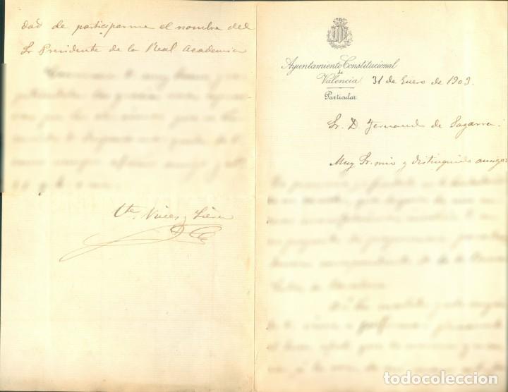 Commercial Letters: NUMULITE A30168 Ayuntamiento Valencia Carta a Ferran de Sagarra i Siscar Buenas letras Barcelona