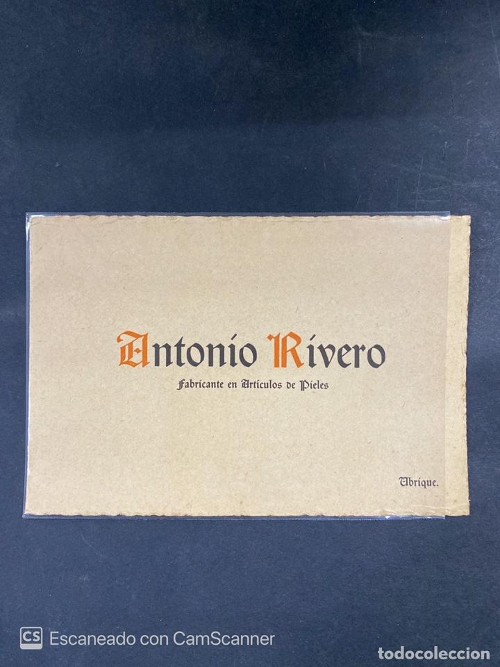 Commercial Letters: CIRCULAR PUBLICITARIA. ANTONIO RIVERO. FABRICANTE EN ARTICULOS DE PIELES. UBRIGUE.