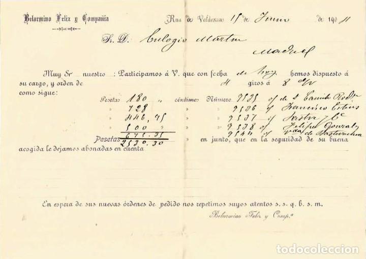 Cartas comerciales: CARTA 1904 RUA DE VALDEORRAS AVISO DE GIROS