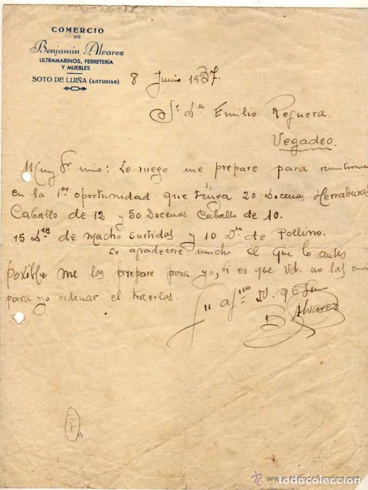 Commercial Letters: Comercio Benjam&iacute;n Alvarez. Soto de Lui&ntilde;a. Firma Asturias