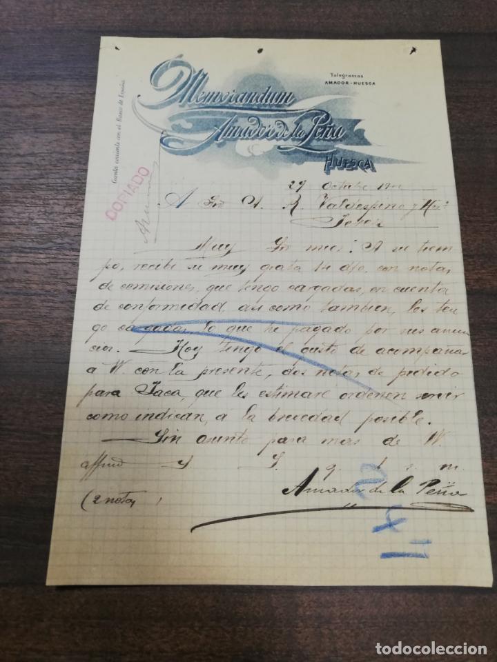 Commercial Letters: CARTA COMERCIAL. HUESCA. 1902. MEMORANDUM AMADOR DE LA PE&Ntilde;A.