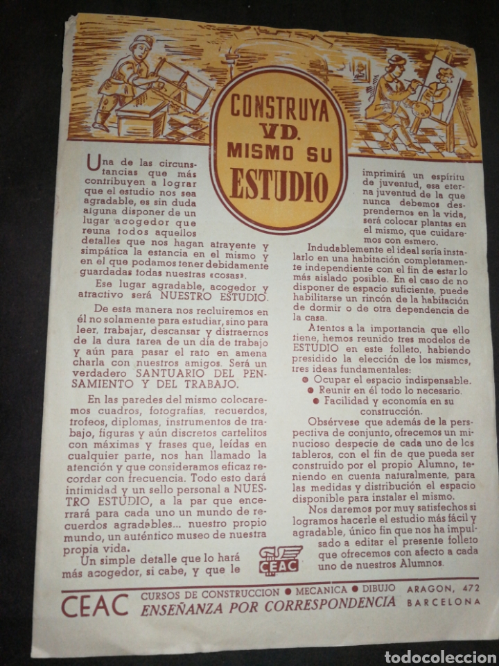 Lettere commerciali: ANTIGUA CARTA COMERCIAL CURSOS CEAC, CARPINTER&Iacute;A