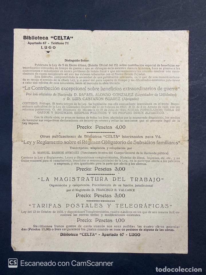Lettres commerciales: CIRCULAR. TARIFA DE PRECIOS. BIBLIOTECA CELTA. LUGO. VER FOTOS.