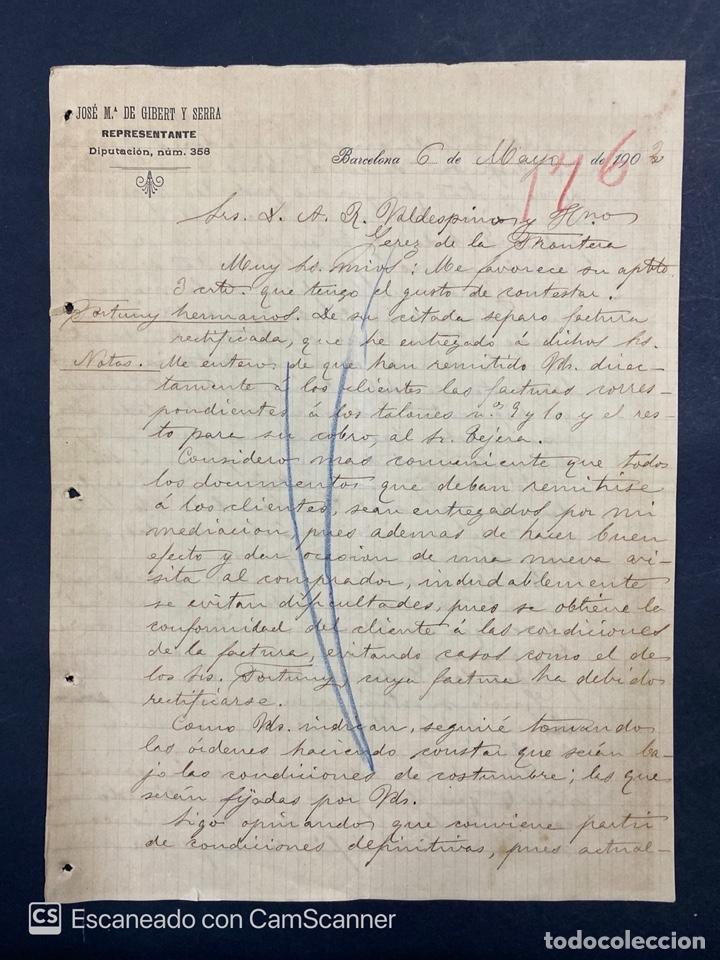 Lettres commerciales: CARTA COMERCIAL. JOSE M&ordf; DE GIBERT Y SERRA. BARCELONA, 1902. DIRIGIDA A A.R. VALDESPINO. VER