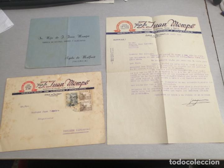 Lettres commerciales: HIJO DE J. JUAN MOMP&Oacute; - DESTILERIA DE LICORES Y ANISADOS / AYELO DE MALFERIT A&Ntilde;O 1953