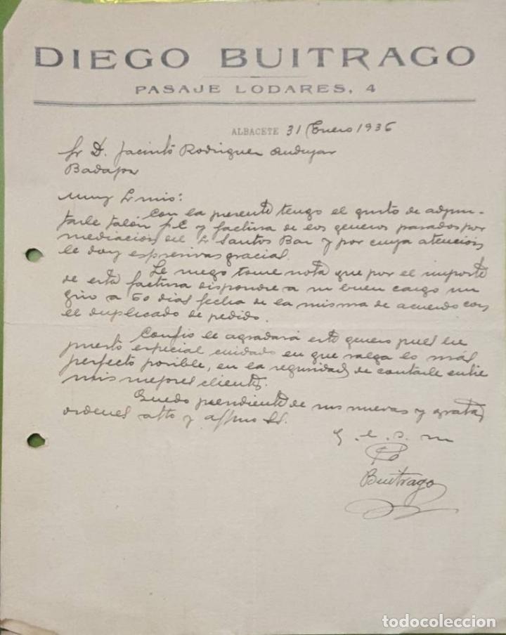 Gesch&auml;ftsbriefe: Carta comercial. Diego Buitrago. Albacete. Espa&ntilde;a 1936