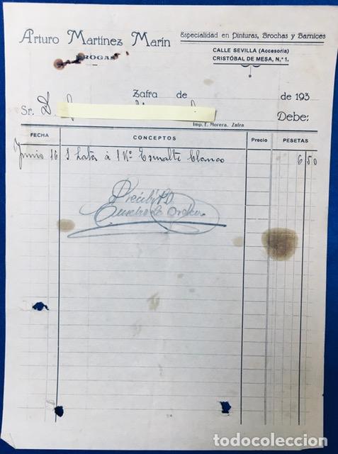 Cartas comerciales: Carta comercial Arturo Mart&iacute;nez Mar&iacute;n. Zafra ( Badajoz ) A&ntilde;os 30