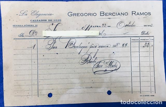 Cartas comerciales: Carta comercial Gregorio Berciano Ramos . Zafra ( Badajoz ) 1923