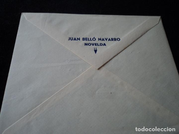 Cartas comerciales: sobre con membrete uso privado juan bello navarro azafranes de novelda, dirigido a murcia