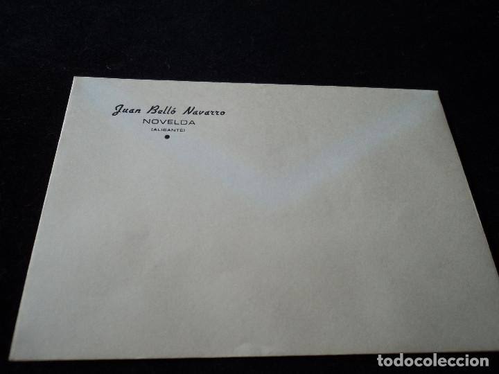 Cartas comerciales: sobre con membrete uso privado juan bello navarro azafranes de novelda