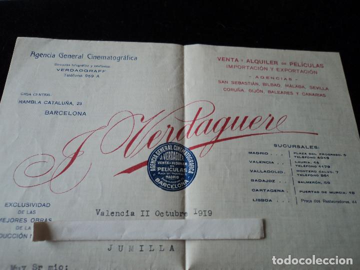 Cartas comerciales: AGENCIA GENERAL CINEMATOGRAFICA - J. VERDAGUER 1919