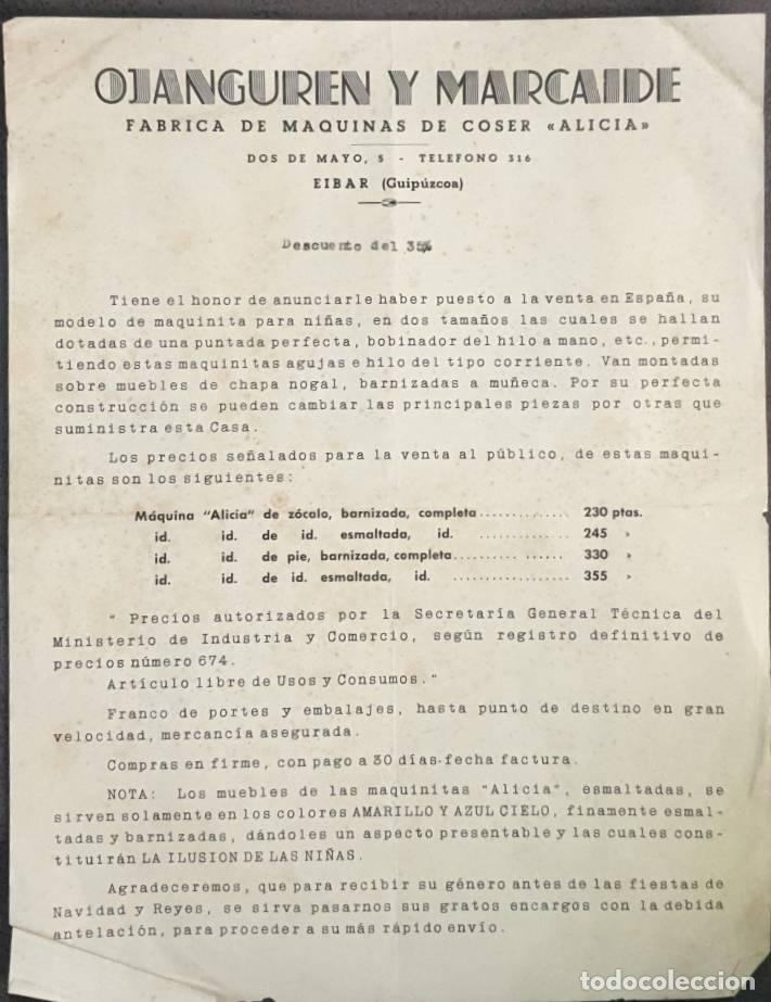 Cartas comerciales: Carta comercial. Ojanguren y Maracaide. F&aacute;brica de m&aacute;quinas de coser. Guip&uacute;zcoa. Espa&ntilde;a