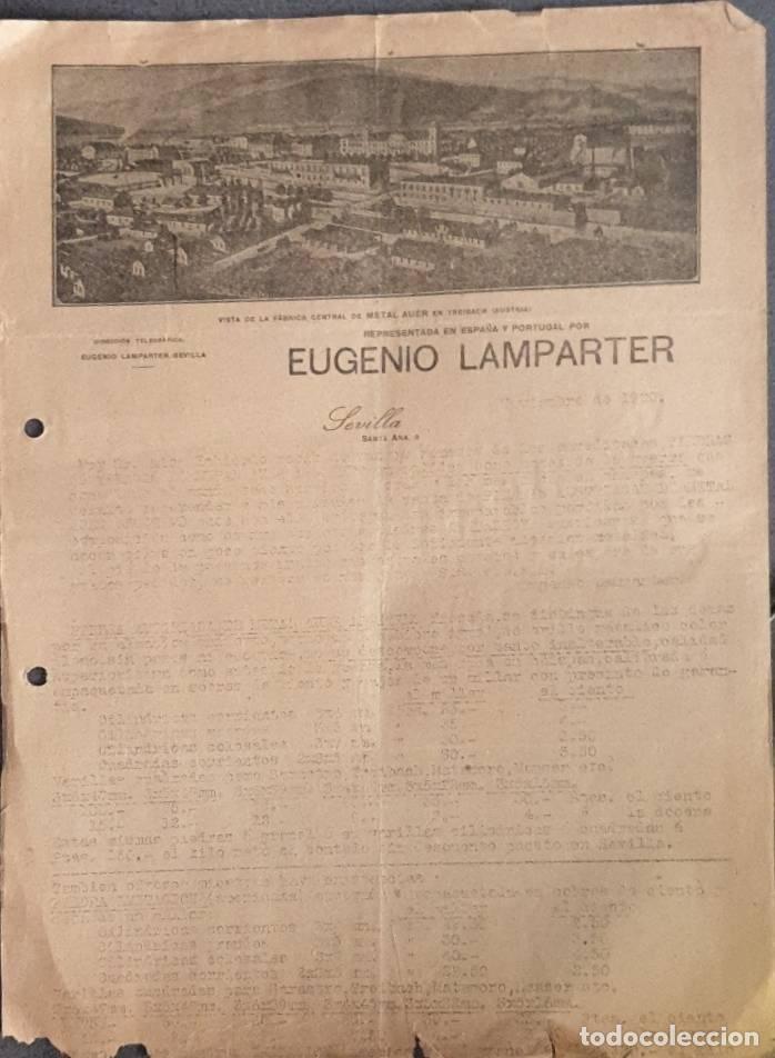 Gesch&auml;ftsbriefe: Carta comercial. Eugenio Lamparter. Comisiones y Representaciones. Sevilla. Espa&ntilde;a 1920
